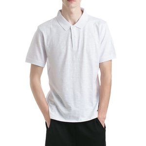 Bonwear Men's White Cotton Slub Jersey Polo Shirt